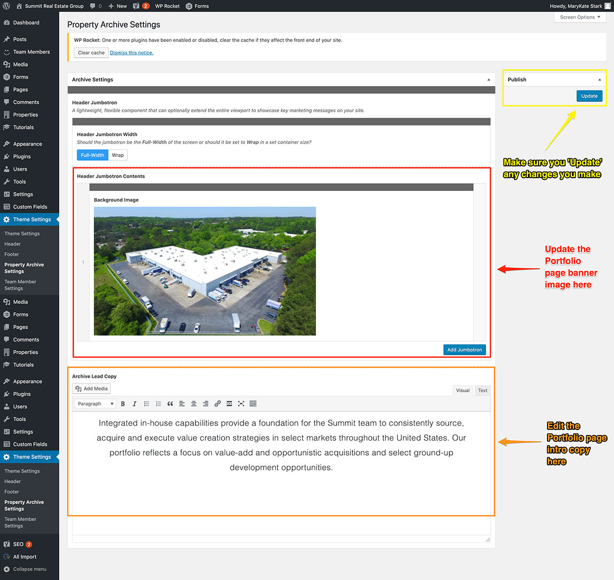 Screenshot tutorial of how to add or edit a property